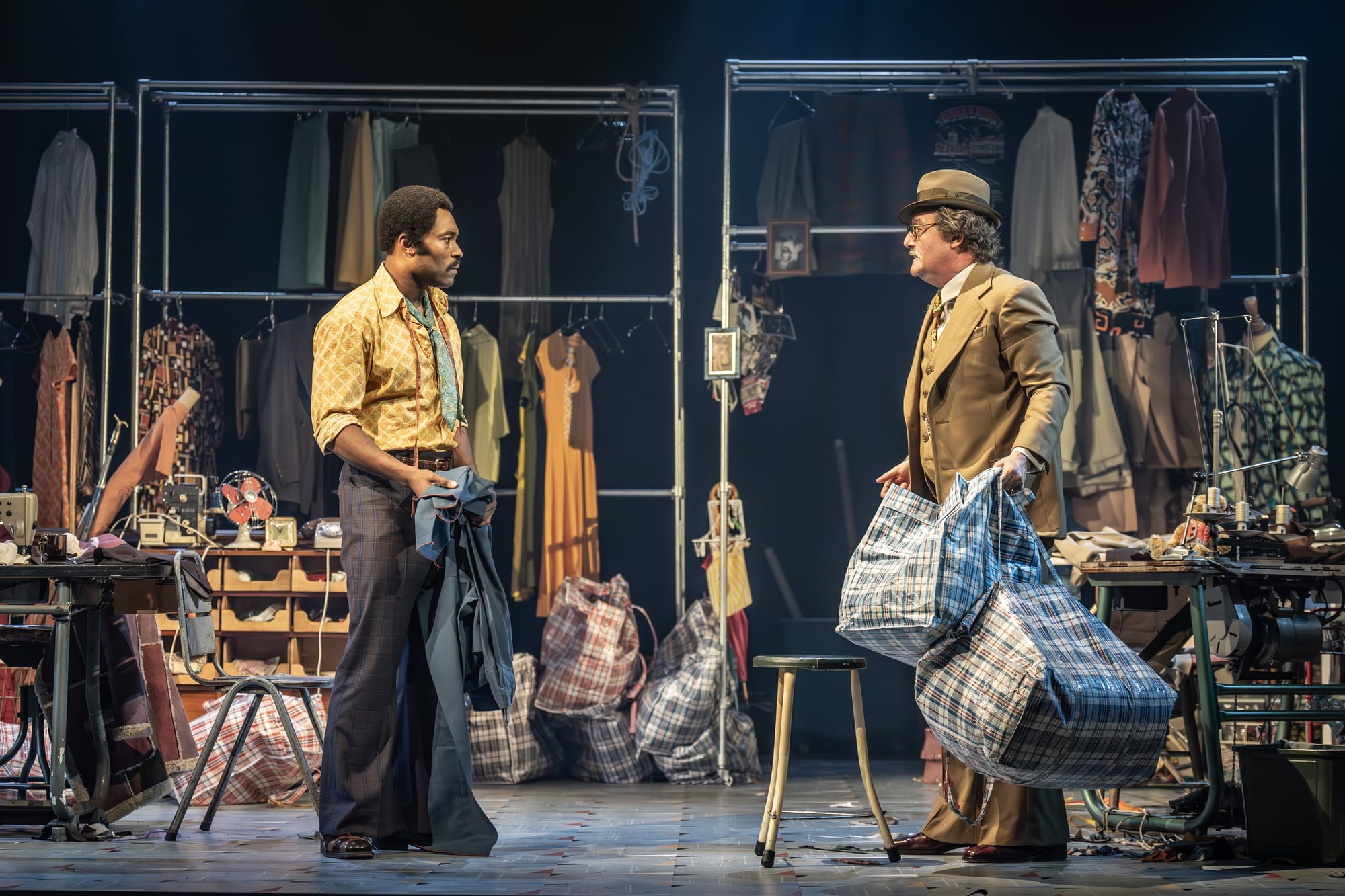 Arinzé Kene (Walker Holt) and Colin Mace (Mr Nat) in Alterations at the National Theatre. 