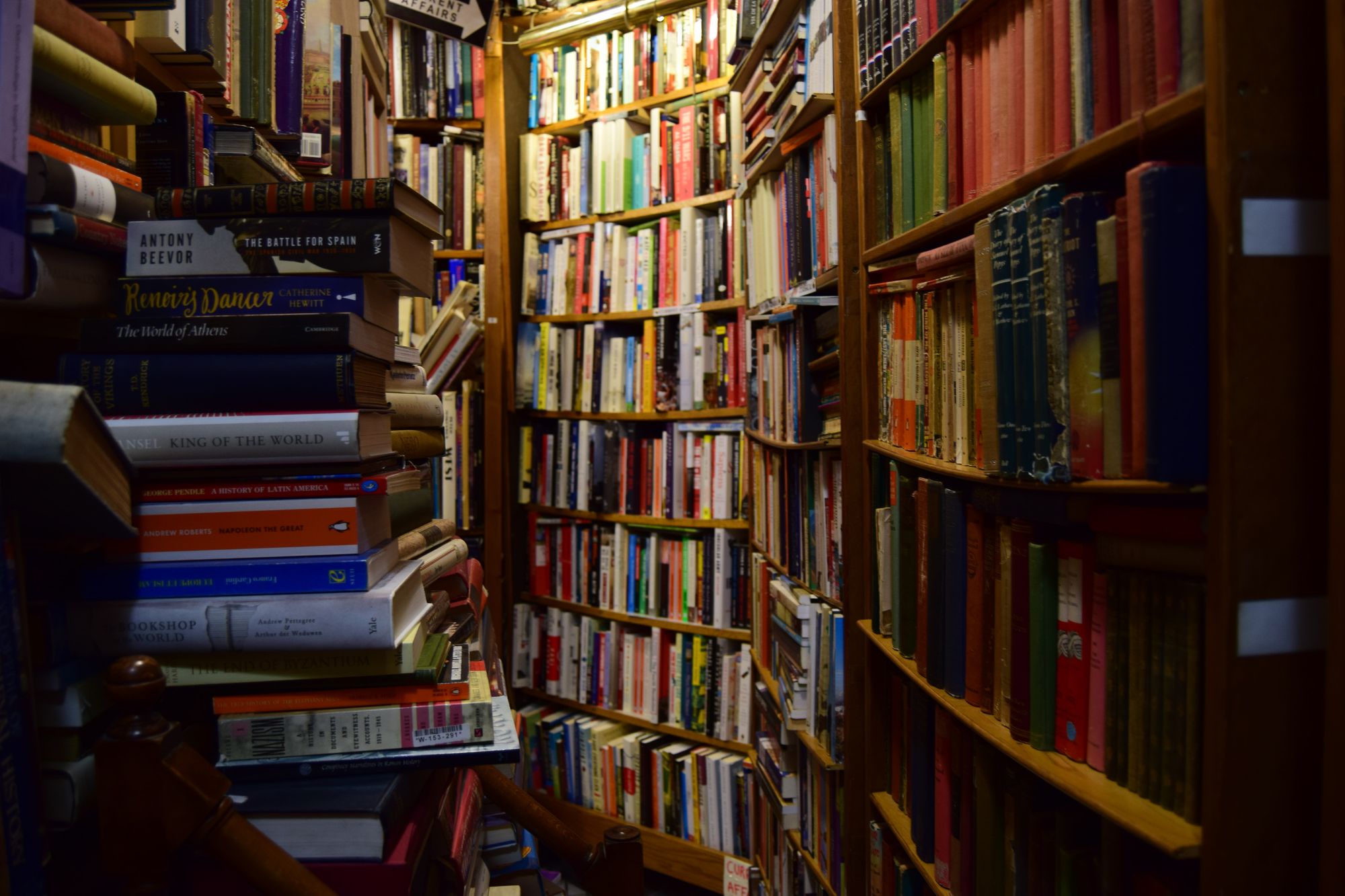 Books in the bookcases at The Abbey Bookshoop