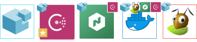 Logos of Nomad, Consul and Docker