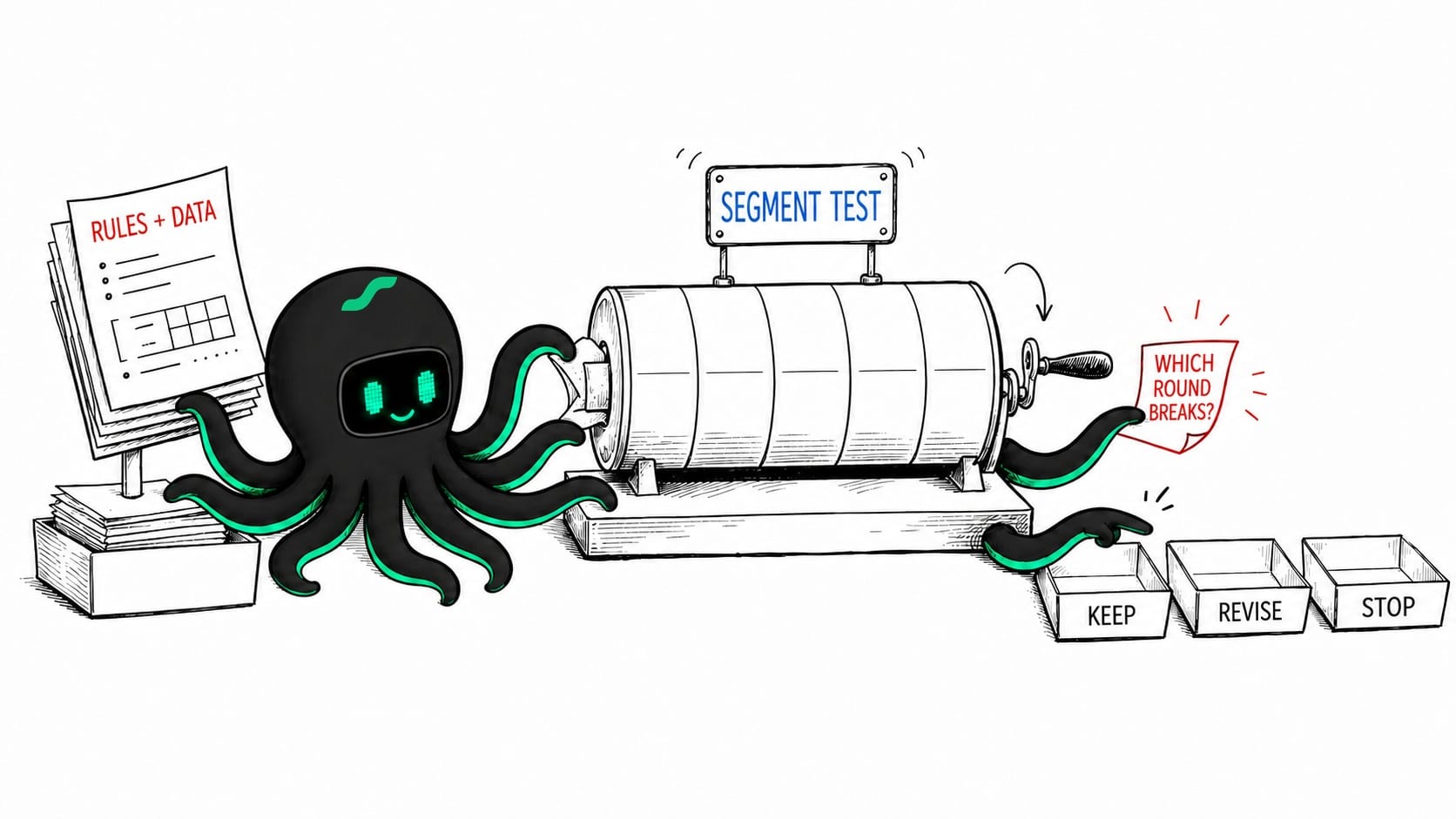 EdgePilot Research rolls strategy rules and historical data through segmented tests before a keep, revise, or stop decision
