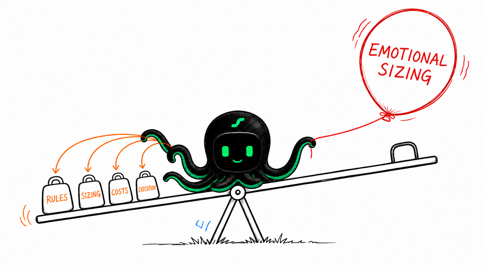 EdgePilot Octobot balancing rules, position sizing, costs and execution against emotional sizing