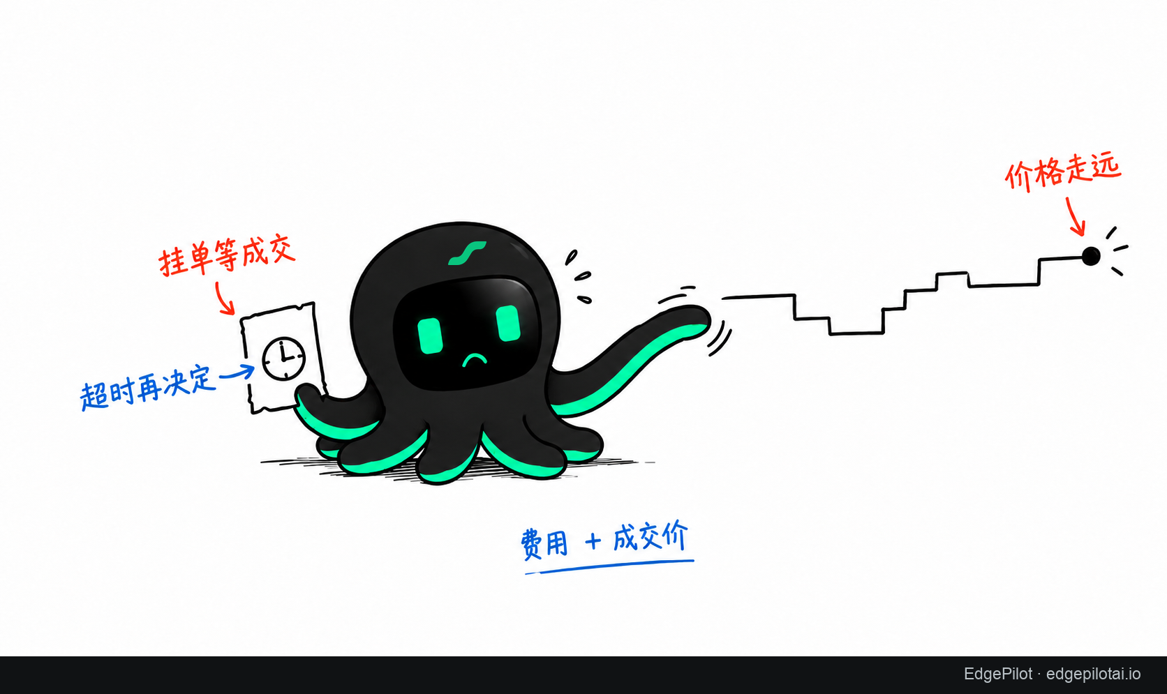 挂单等成交时，价格可能走远；一起比较费用与最终成交价。