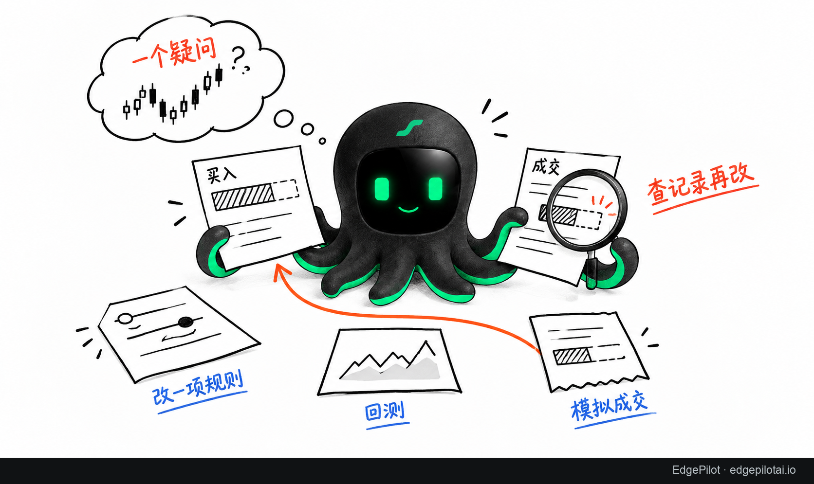 从一个疑问开始，只改一项规则，再用回测和模拟成交记录检查。