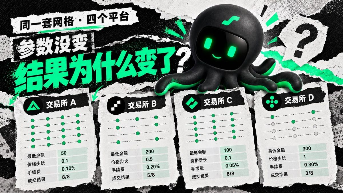 同一套网格放在币安、OKX、Bitget、Gate.io，结果为什么会变？