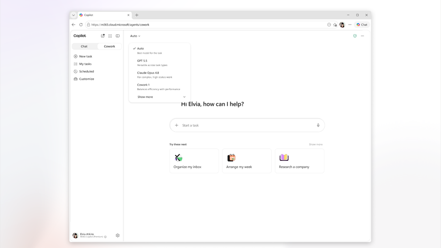 Microsoft abre Copilot Cowork en GA: corre sobre Claude Opus 4.8 y Sonnet 4.6 con facturación usage-based