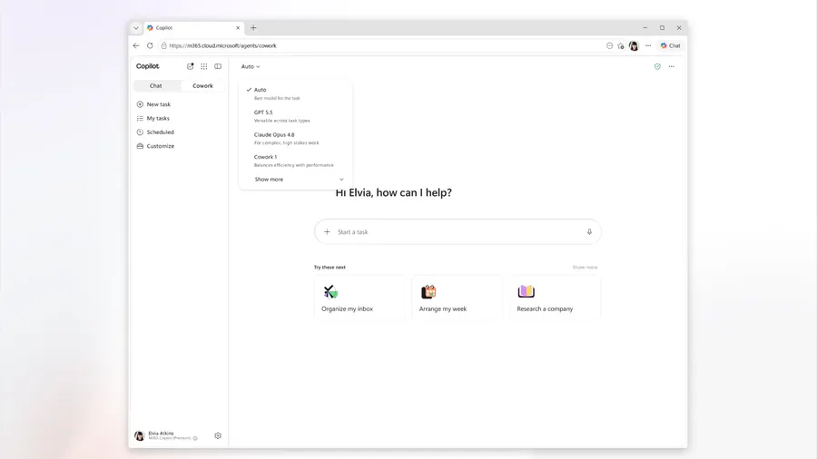 Microsoft abre Copilot Cowork en GA: corre sobre Claude Opus 4.8 y Sonnet 4.6 con facturación usage-based