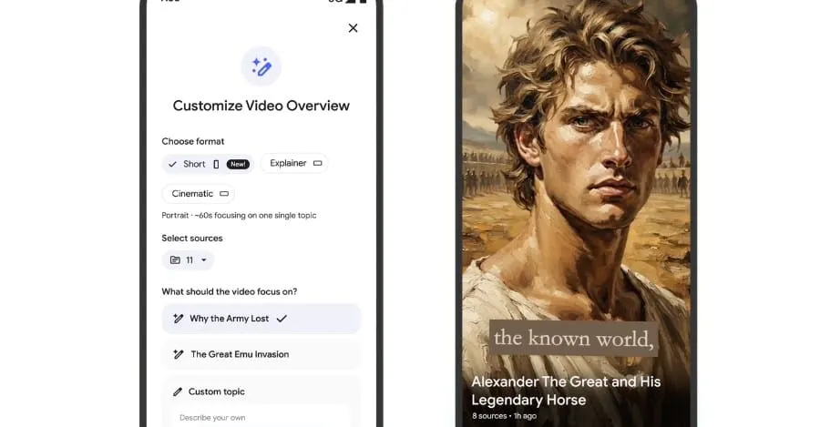 NotebookLM de Google ya resume tu investigación en un clip vertical de 60 segundos