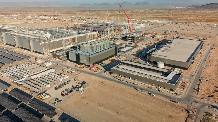 Vista aérea de la fábrica Fab 21 de TSMC en Arizona en construcción