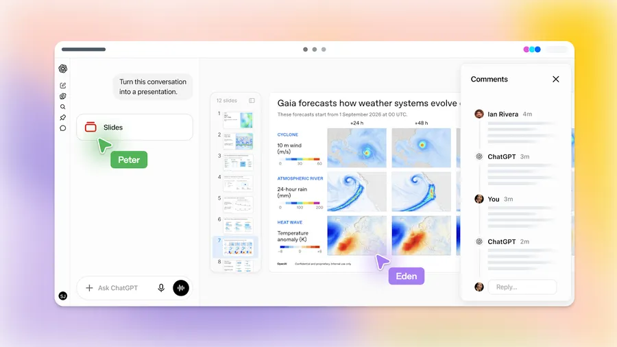 ChatGPT Slides: presentaciones en equipo con la IA en comentarios