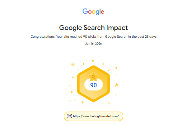 The Bright Minded achieves its fifth Google Search Impact achievement - 90 clicks