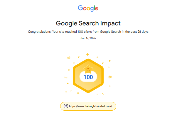 The Bright Minded achieves its sixth Google Search Impact achievement - 100 clicks