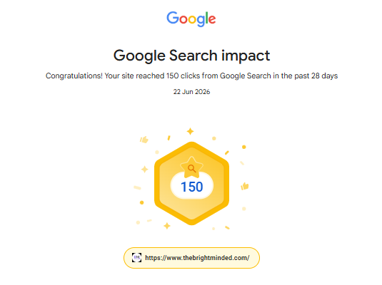The Bright Minded achieves its eighth Google Search Impact achievement - 150 clicks