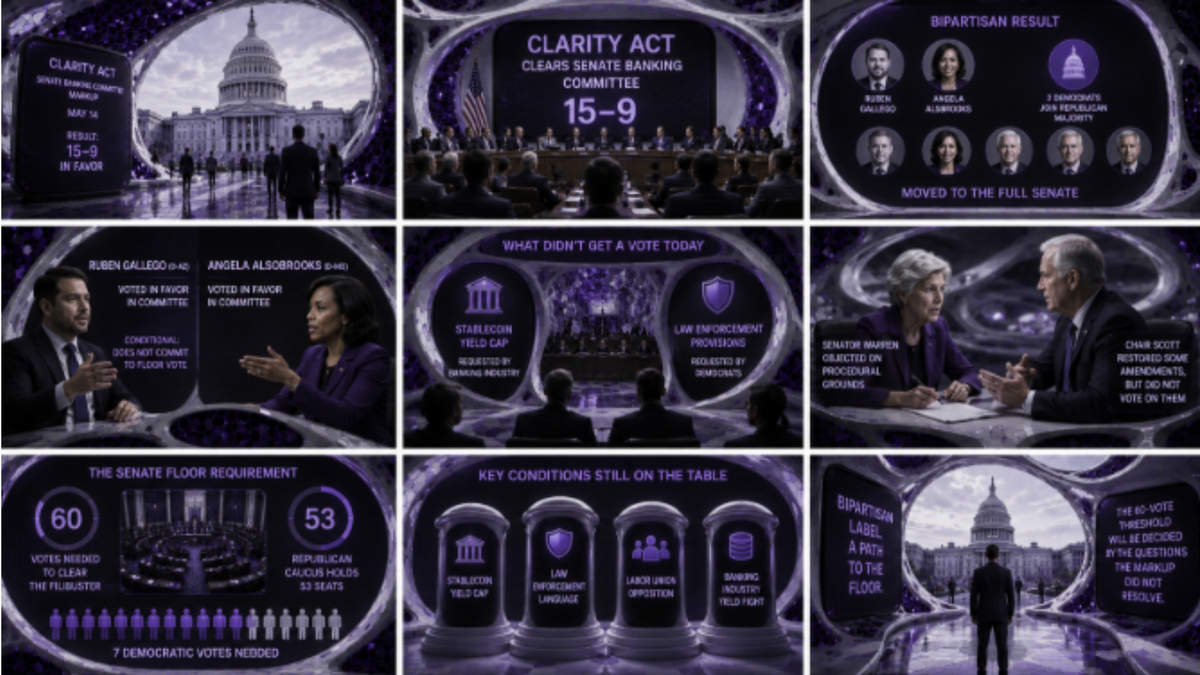CLARITY Act Passes Senate Banking Committee 15-9: What the Vote Count and the Caveats Mean for the Floor