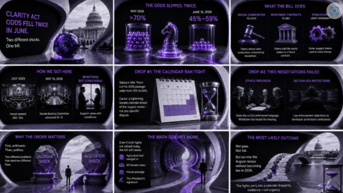 CLARITY Act Odds Fell Twice in June for Two Unrelated Reasons