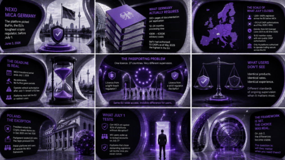 Nexo MiCA Germany: The Platform Picked BaFin, the EU's Toughest Crypto Regulator, Before July 1