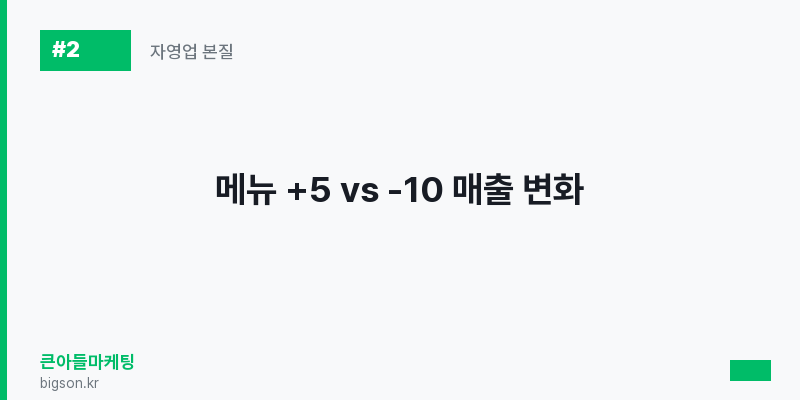 메뉴 +5 vs -10 매출 변화