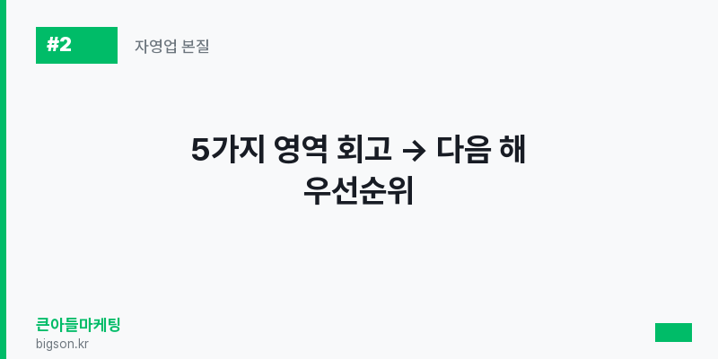 5가지 영역 회고 → 다음 해 우선순위