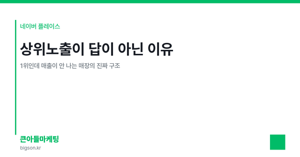 상위노출이 답이 아닌 이유 — 1위인데 매출이 안 나는 매장의 진짜 구조