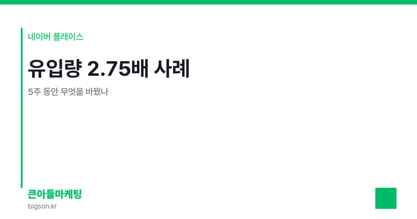 유입량 2.75배 사례 — 5주 동안 무엇을 바꿨나