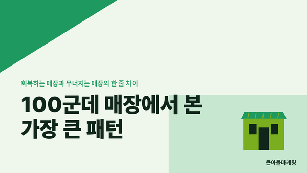 100군데 매장에서 본 가장 큰 패턴 — 회복하는 매장과 무너지는 매장의 한 줄 차이