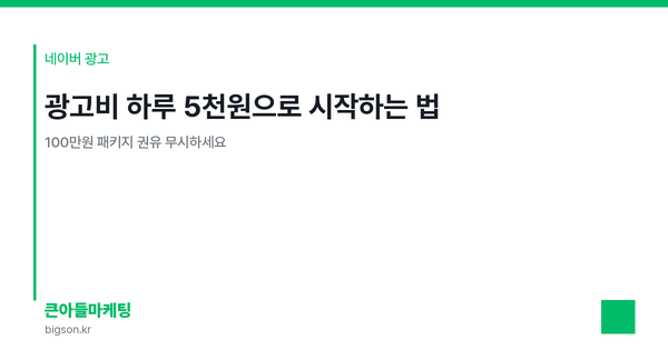 광고비 하루 5천원으로 시작하는 법 — 100만원 패키지 권유 무시하세요