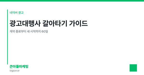 광고대행사 갈아타기 가이드 — 계약 종료부터 새 시작까지 60일