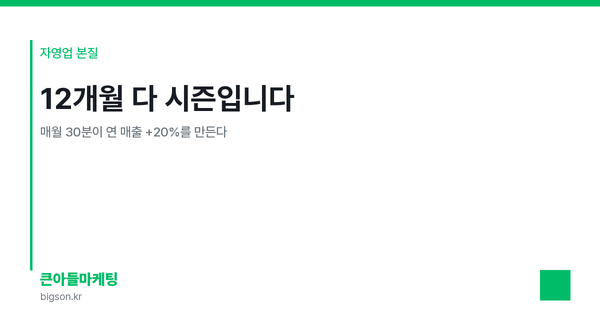 12개월 다 시즌입니다 — 매월 30분이 연 매출 +20%를 만든다