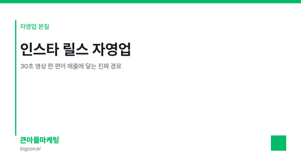 인스타 릴스 자영업 — 30초 영상 한 편이 매출에 닿는 진짜 경로