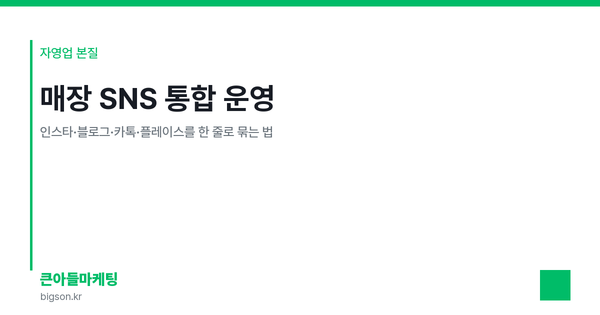 매장 SNS 통합 운영 — 인스타·블로그·카톡·플레이스를 한 줄로 묶는 법