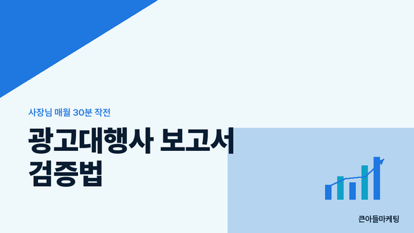 광고대행사 보고서 검증법 — 사장님 매월 30분 작전