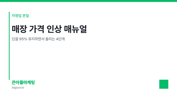 매장 가격 인상 매뉴얼 — 단골 95% 유지하면서 올리는 4단계