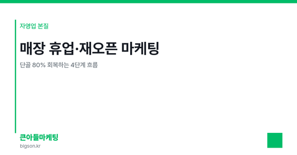 매장 휴업·재오픈 마케팅 — 단골 80% 회복하는 4단계 흐름