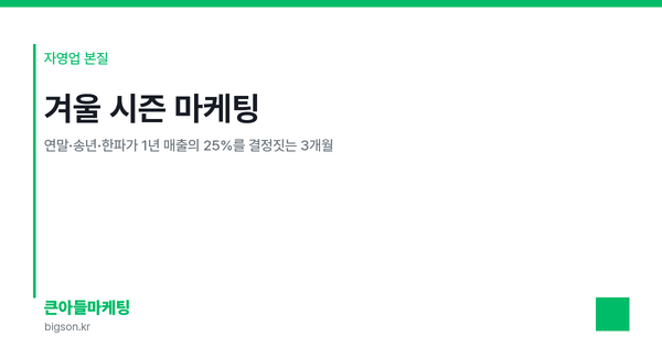 겨울 시즌 마케팅 — 연말·송년·한파가 1년 매출의 25%를 결정짓는 3개월