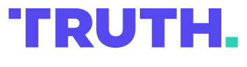 “Truth Social logo with the word ‘TRUTH’ in bold blue letters.”