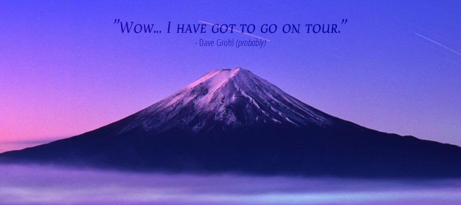 Dave Grohl wishing upon a star at Mt. Fuji