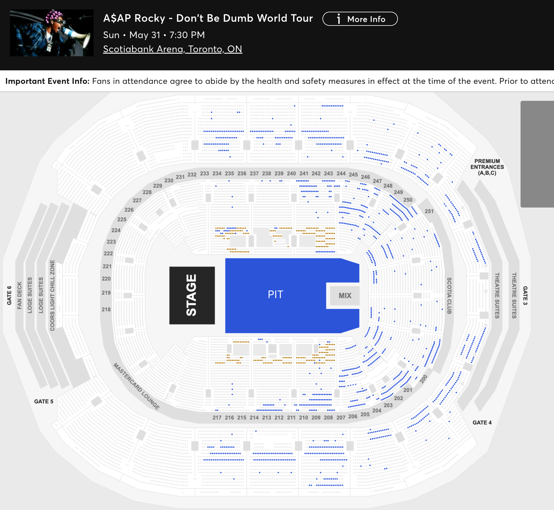 ASAP Rocky's ticket availability on Ticketmaster after the Amex presale