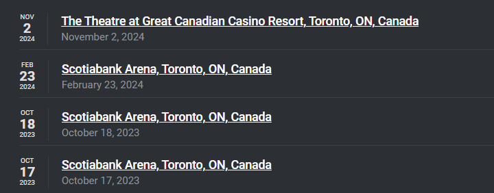 Last 4 Toronto Pitbull concerts