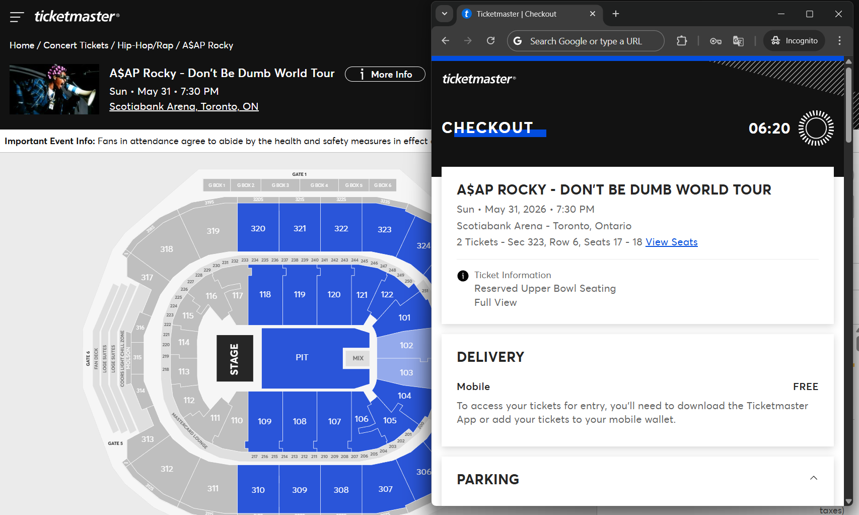 Ticketmaster carting trick