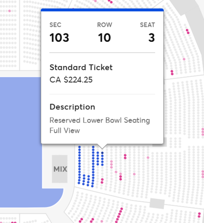 Florence seats in sections 102/103 release days before the concert on 04/14/26