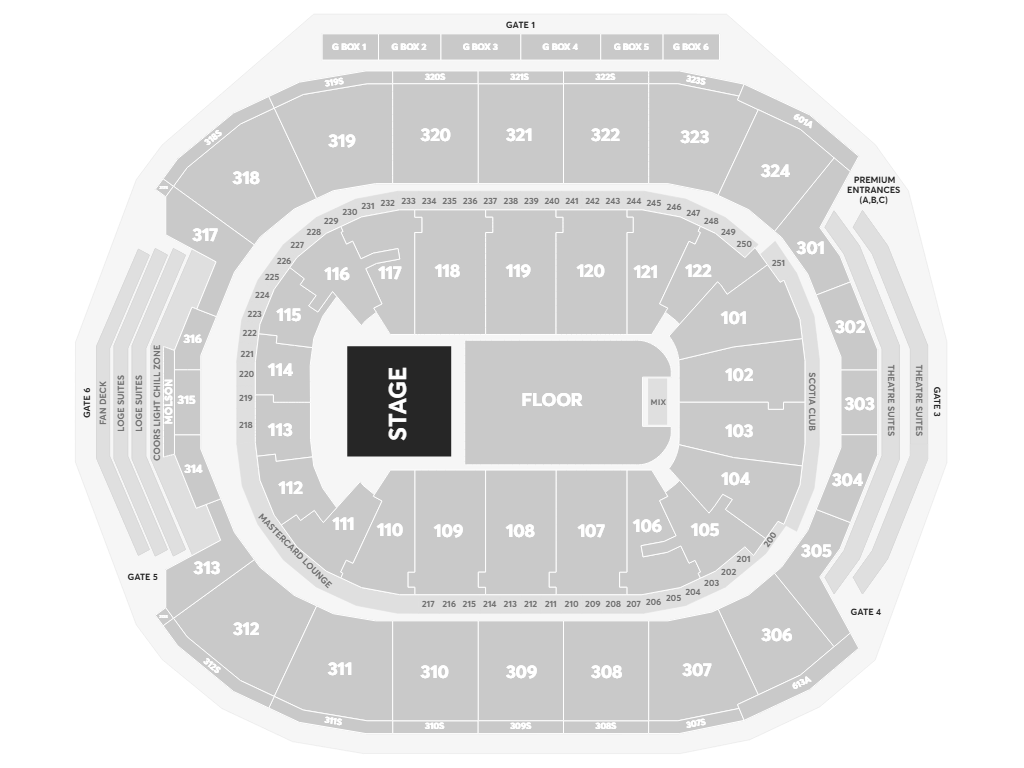 Olivia Rodrigo Toronto Scotiabank Arena seating map for The Unraveled Tour 2026