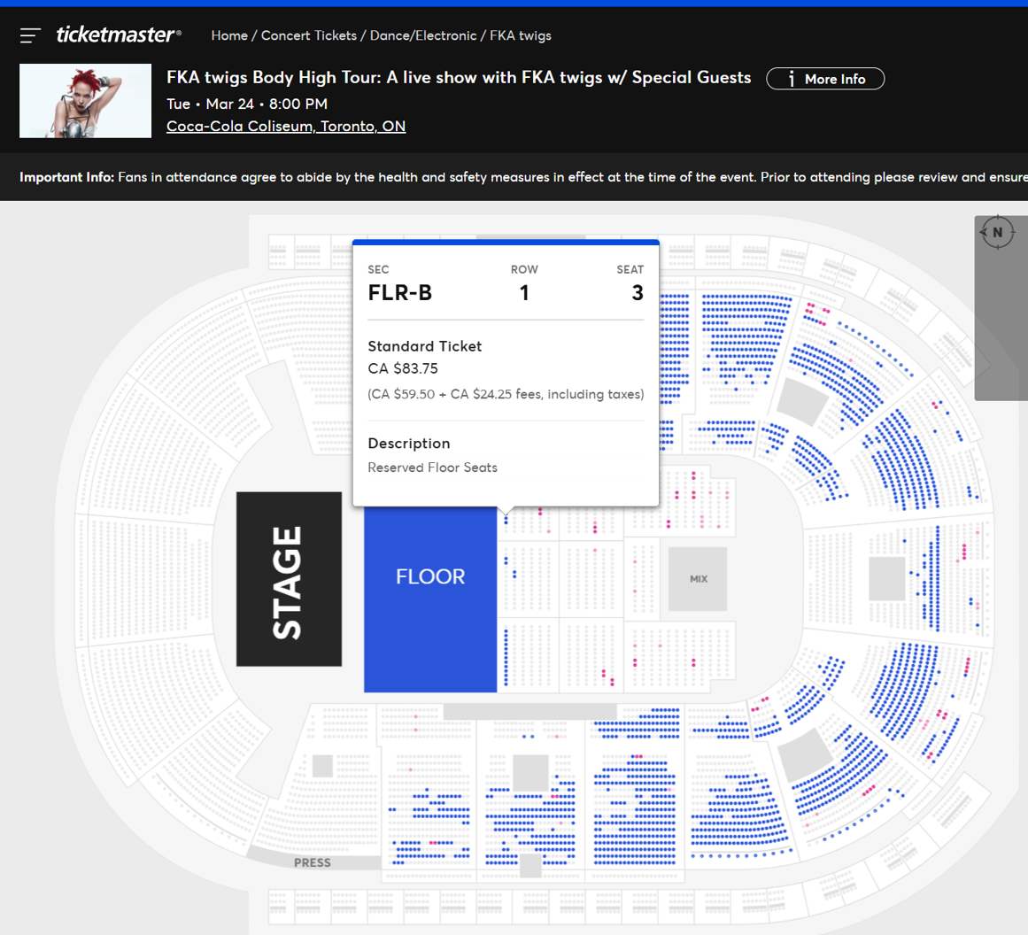 FKA twigs Toronto ticket availability on 03/21/26