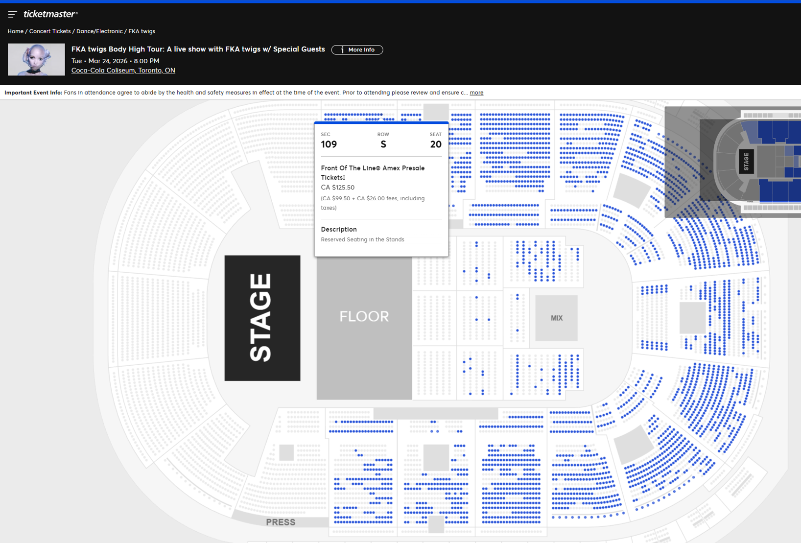 FKA twigs Toronto ticket availability on 12/02/25
