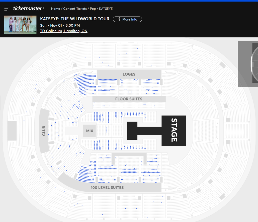 KATSEYE Hamilton ticket availability on 5/20 at 5:26pm