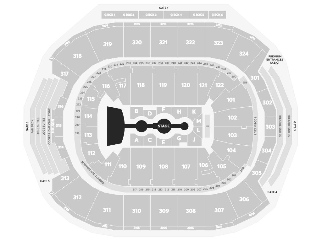 Gracie Abrams Toronto Scotiabank Arena seating map for The Look at My Life Tour 2027