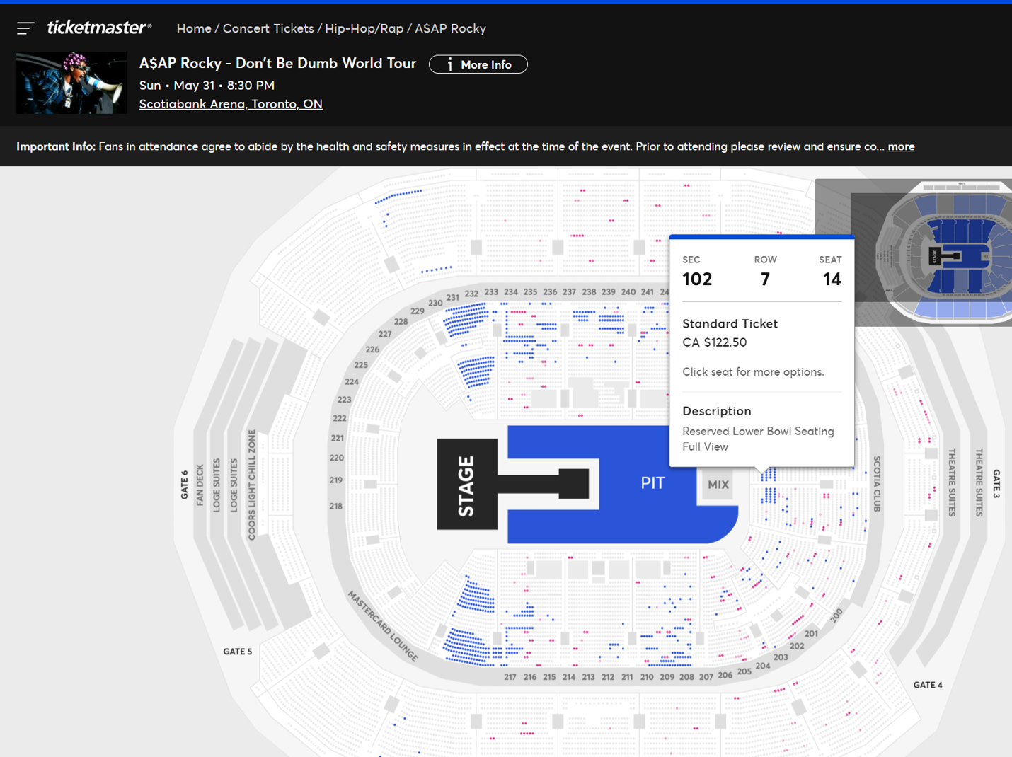A$AP Rocky Toronto ticket availability on 5/31 at 5:26pm