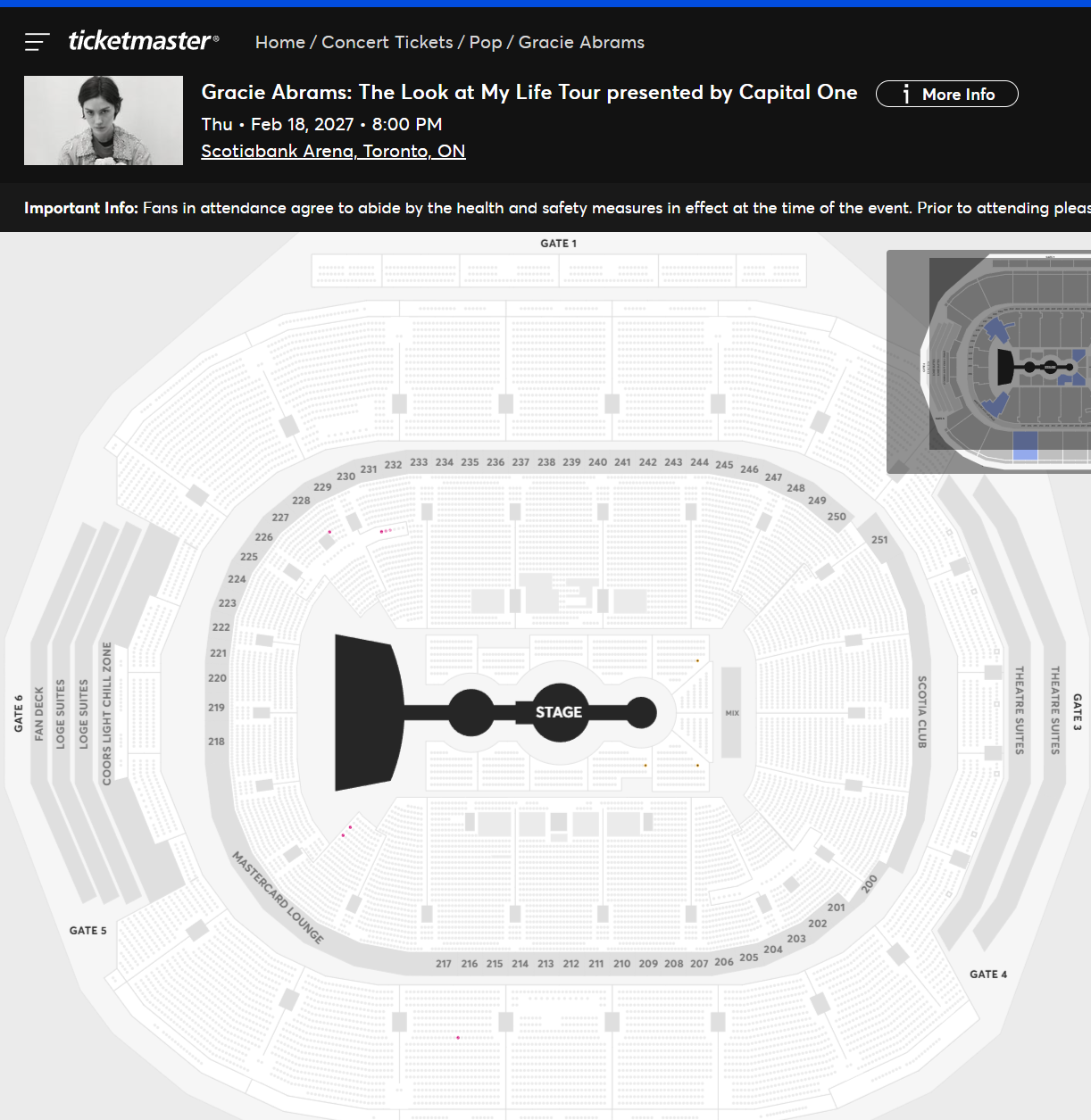 Gracie Abrams Toronto ticket availability on 6/24 at 5:45pm