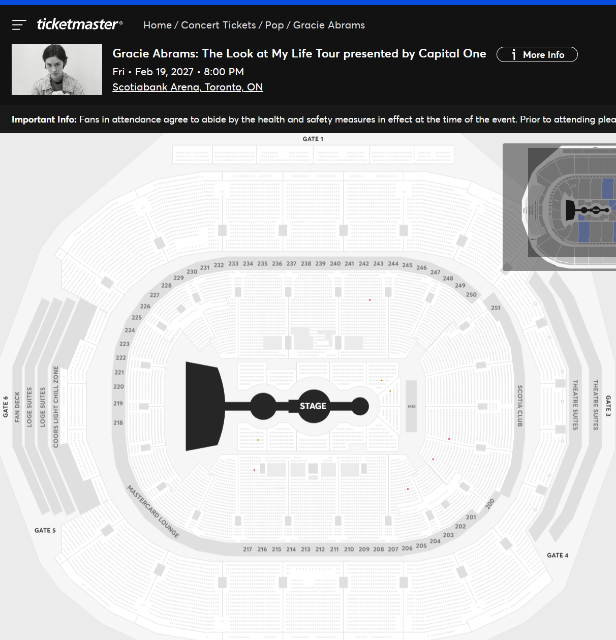 Gracie Abrams Toronto ticket availability on 6/24 at 5:45pm