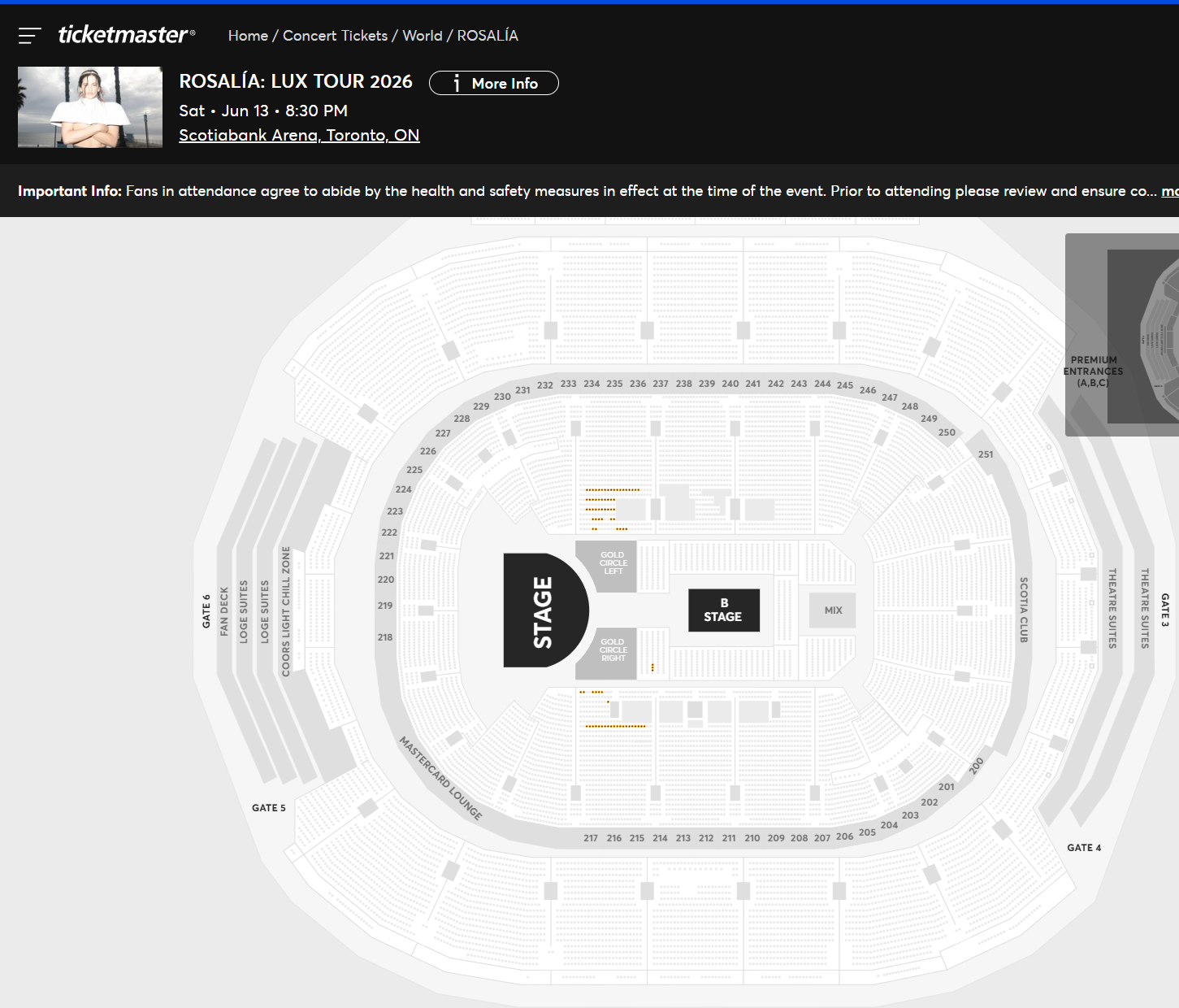Rosalía Toronto ticket availability as of 3/12/26