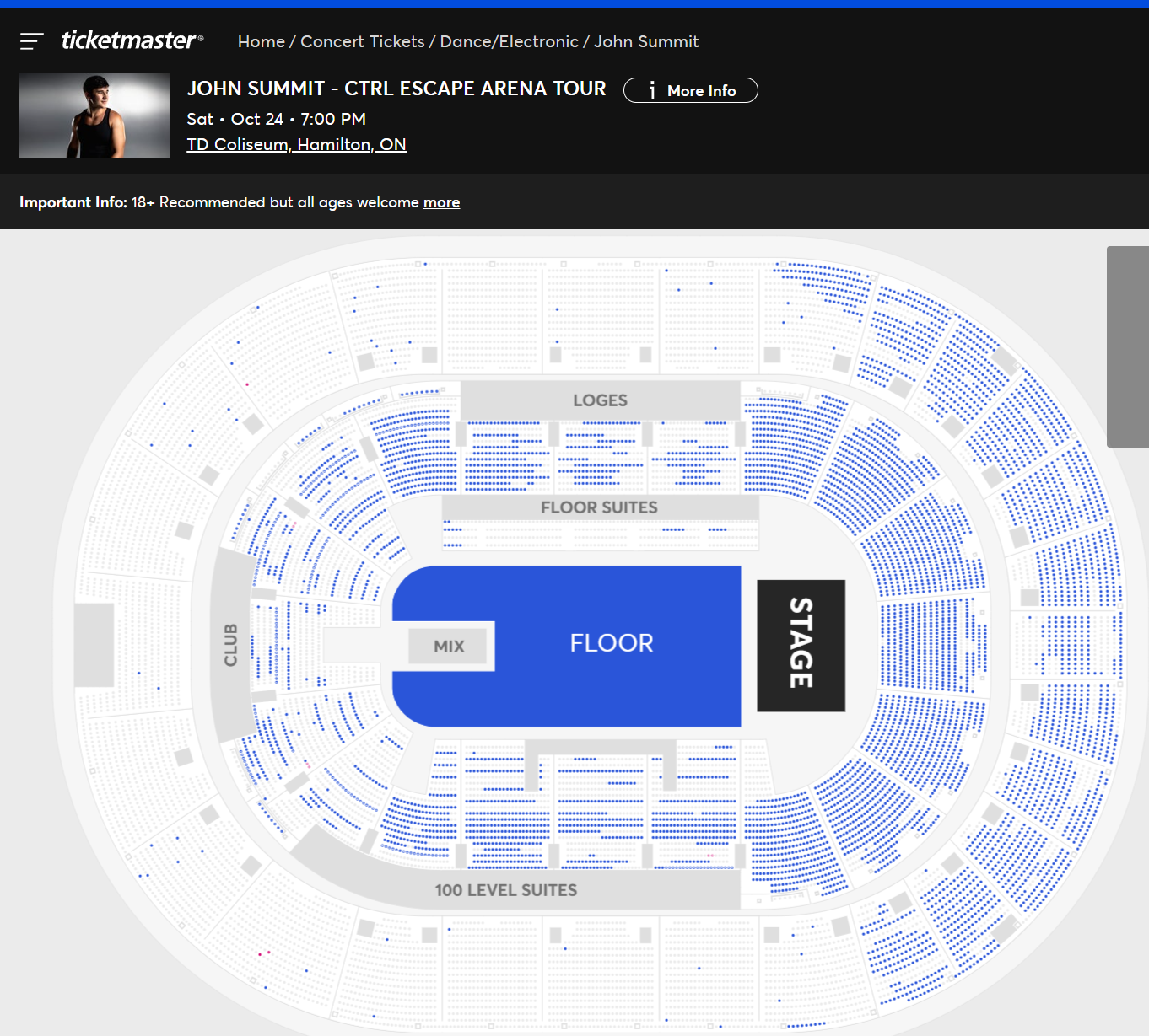 John Summit ticket availability in Hamilton as of 6/7/26