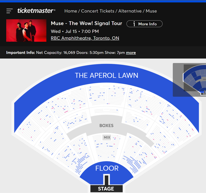 Muse Toronto ticket availability on 7/15/26 at 6:01pm